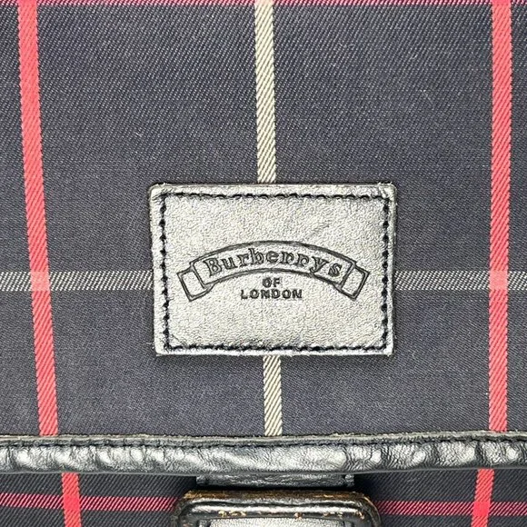 Vintage Burberry's Nova Check Messenger Bag Pre-1999 Plaid Crossbody Leather - Picture 7 of 7